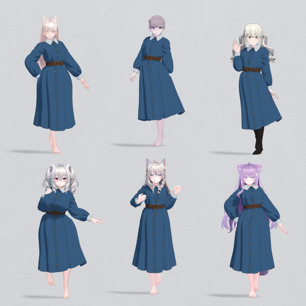 【11アバター対応】LINEA / ロングシャツワンピース【VRChat】