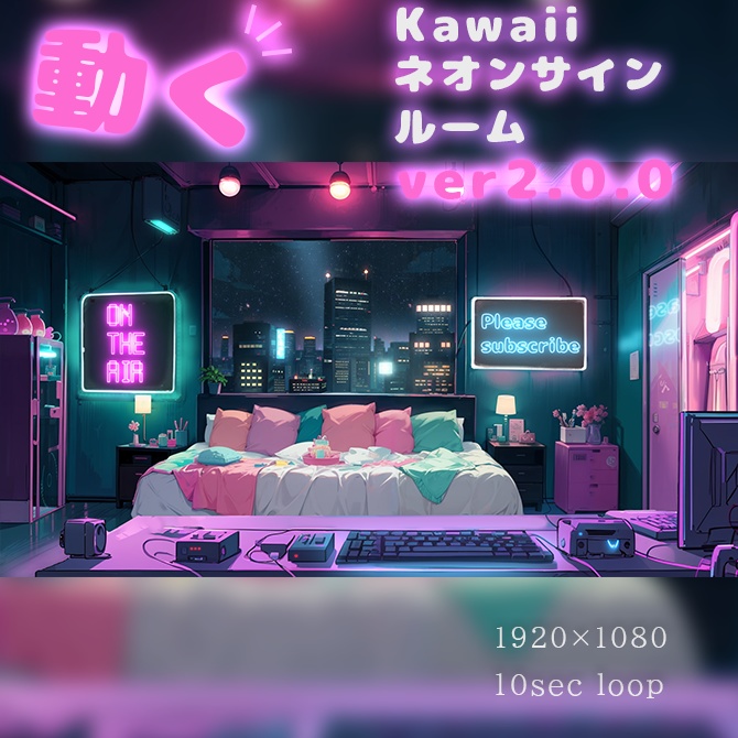 動く背景]Kawaii ネオンサインルーム_ver2.0.0 - なすの素材屋 - BOOTH