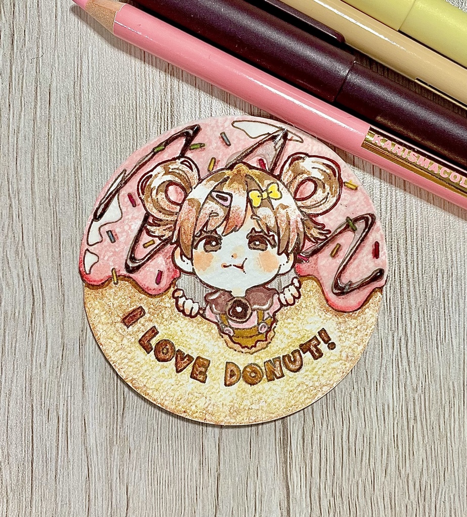 ミニアナログイラスト原画(ドーナツガール)