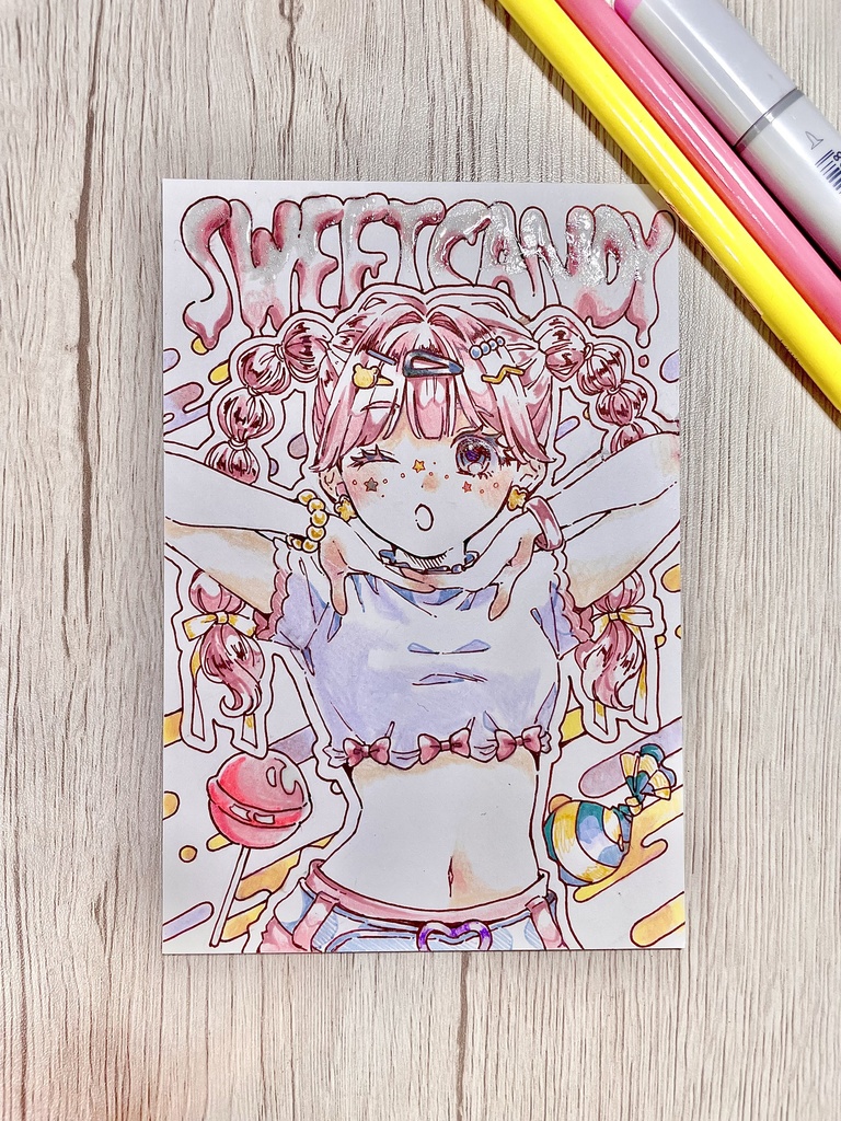 ミニアナログイラスト原画(キャンディーガール)