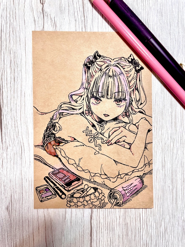 ミニアナログイラスト原画(地雷系ガール)