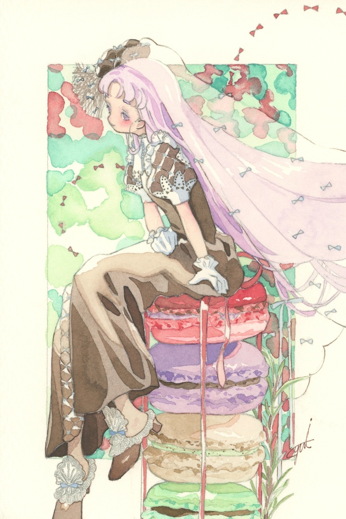 マカロンと女の子 花と 甘い Booth