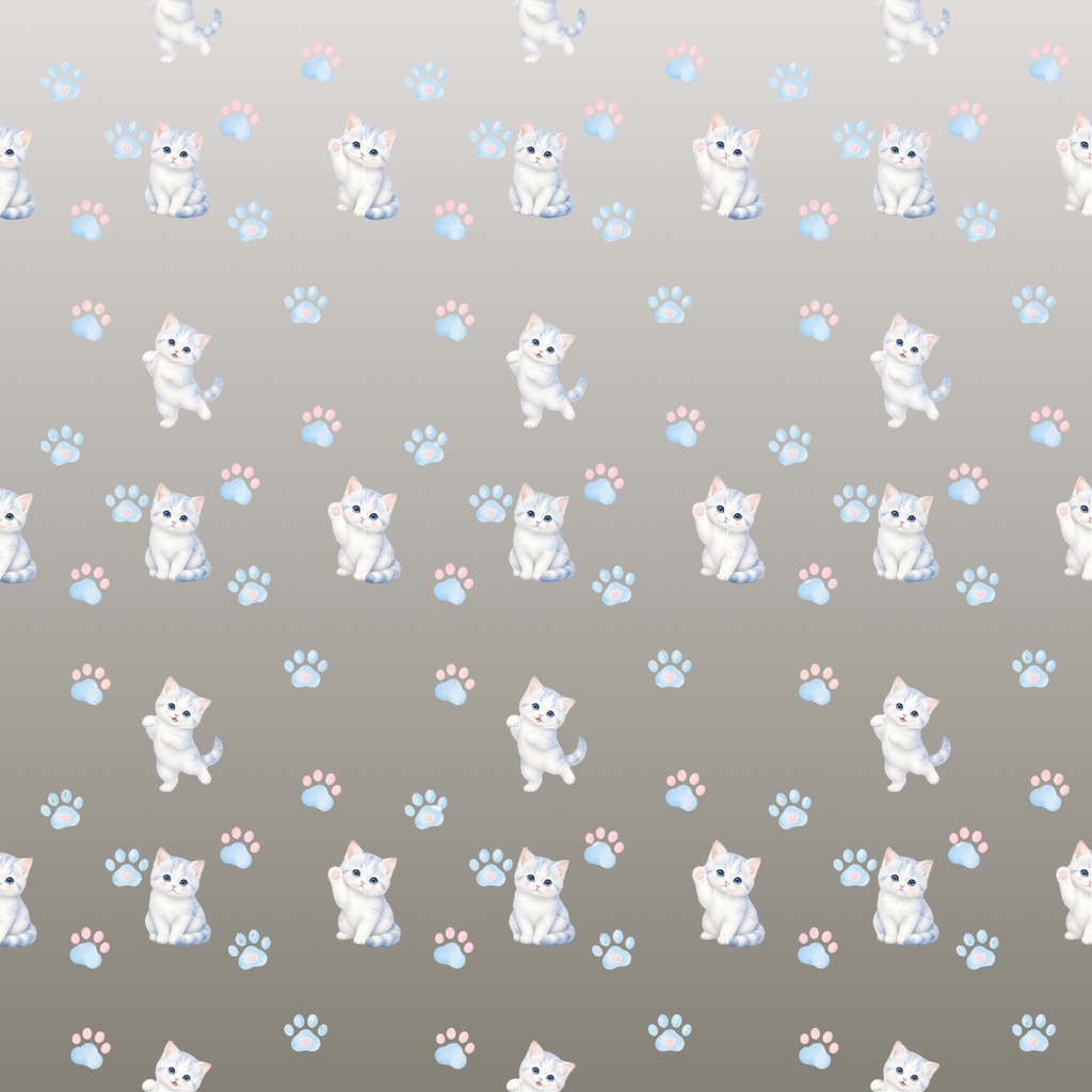🐈 ふんわり水彩ねこ柄｜完全シームレス デジタルペーパー12枚セット【2000×2000px】