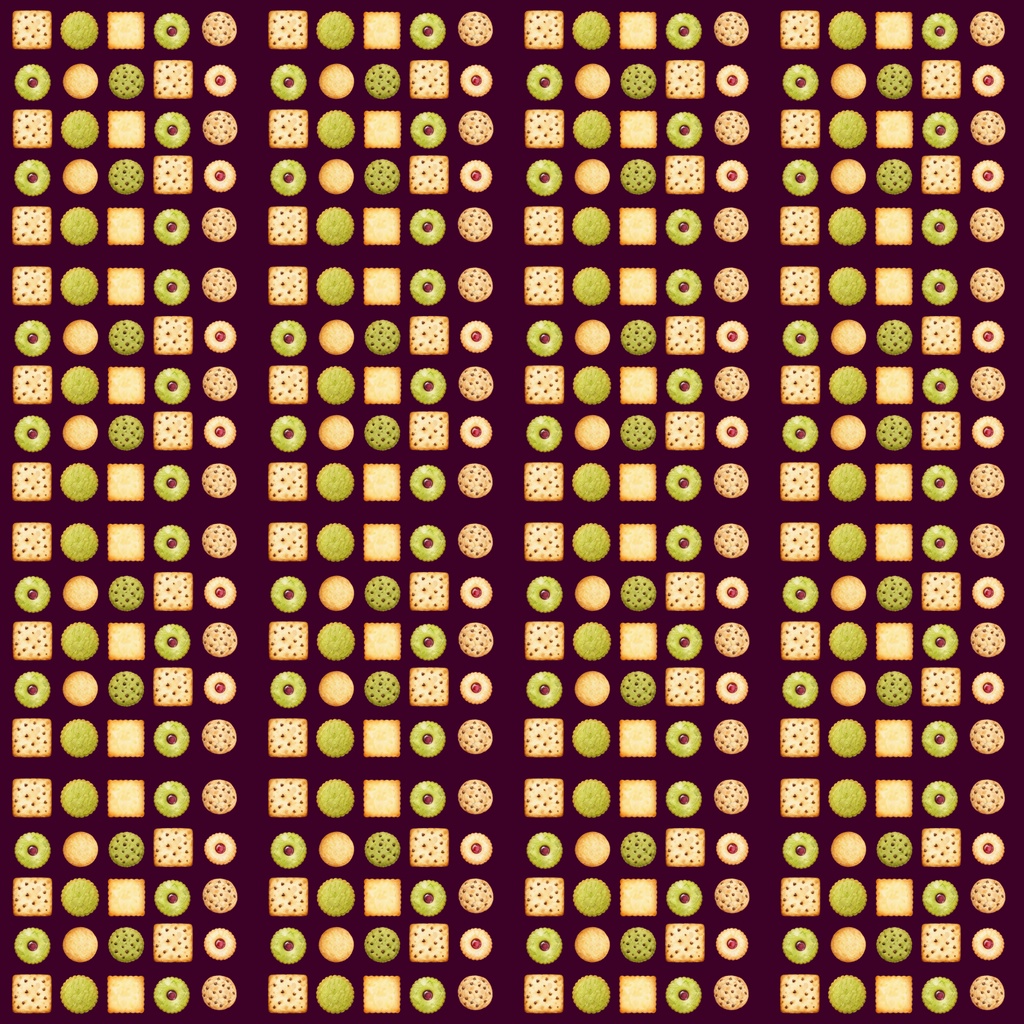 ふんわり水彩クッキー柄 完全シームレス デジタルペーパー12枚セット 【2000×2000px】