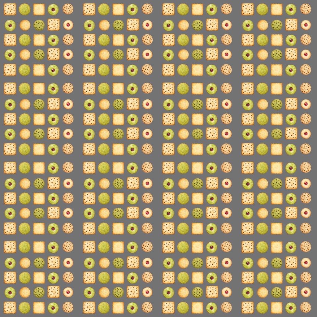ふんわり水彩クッキー柄 完全シームレス デジタルペーパー12枚セット 【2000×2000px】