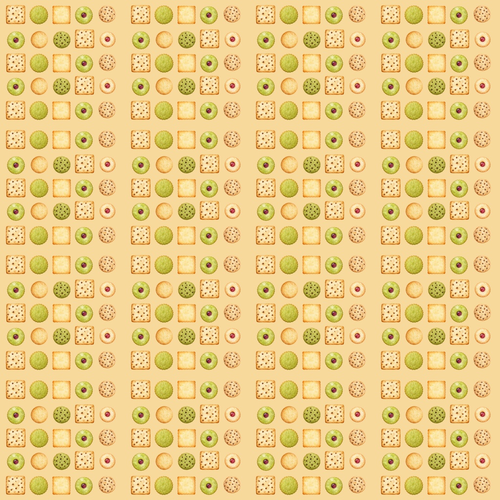 ふんわり水彩クッキー柄 完全シームレス デジタルペーパー12枚セット 【2000×2000px】