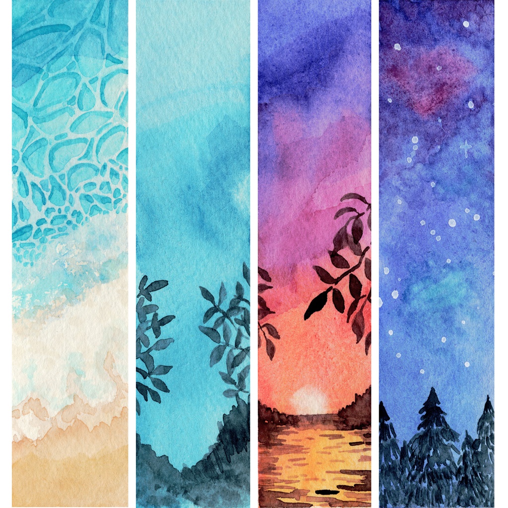 水彩原画しおり『夏の切れ端』