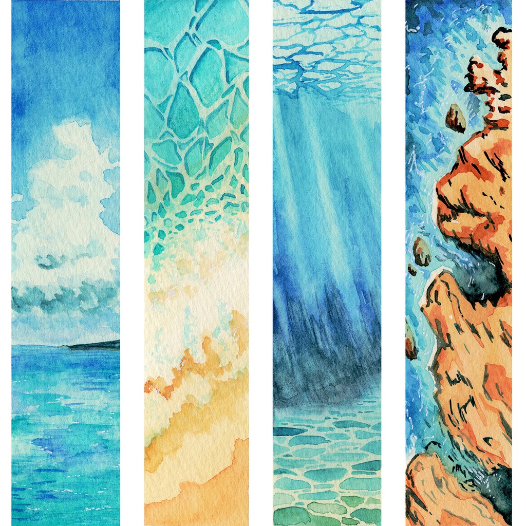 水彩原画しおり『海のしおり』