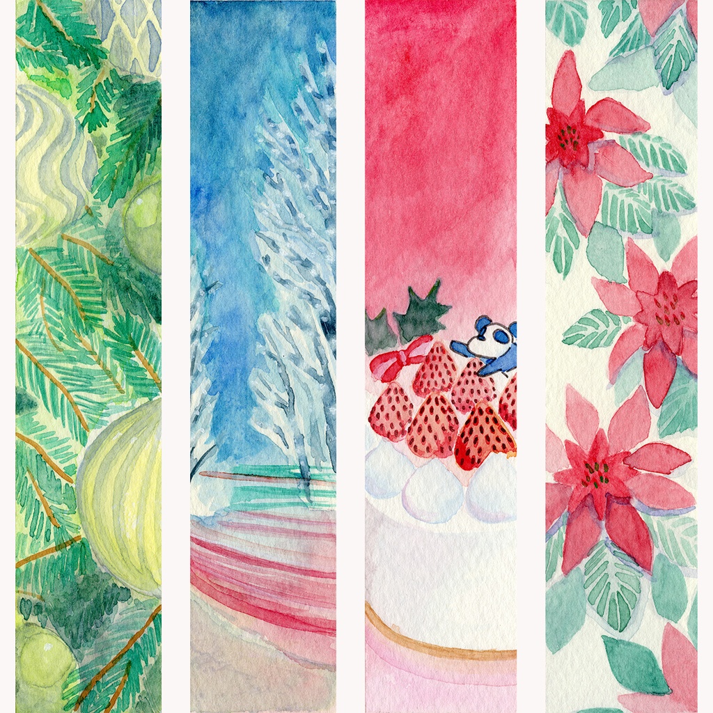 水彩原画しおり『クリスマスのしおり2021』