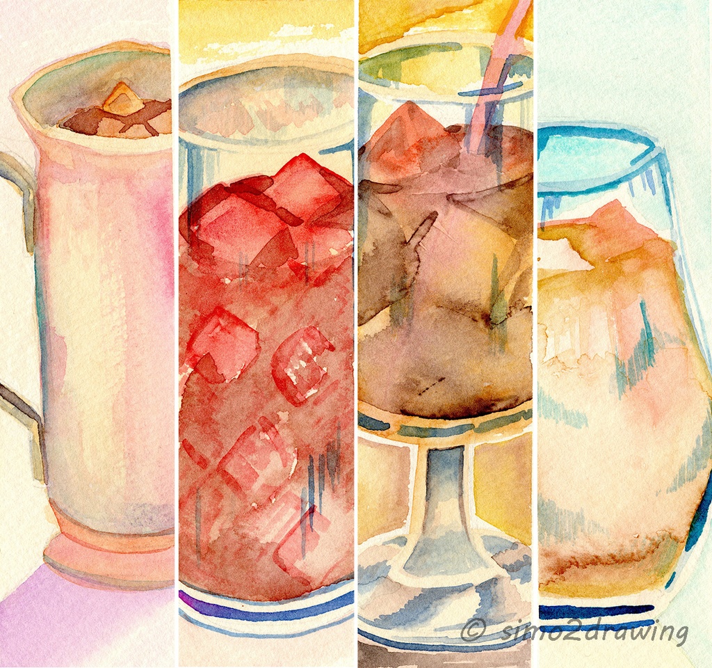 水彩原画しおり『アイスコーヒーのしおり』