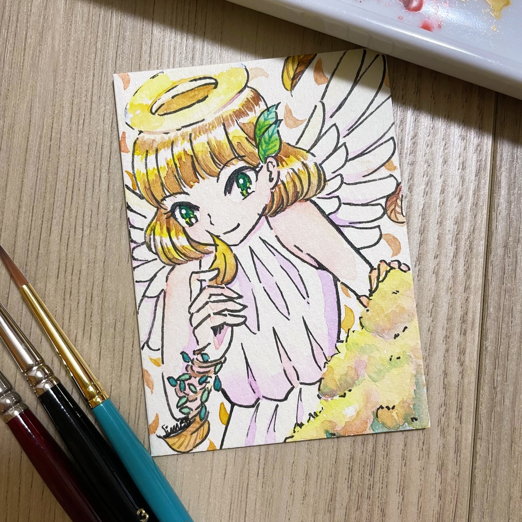 天使×葉っぱ×茶色