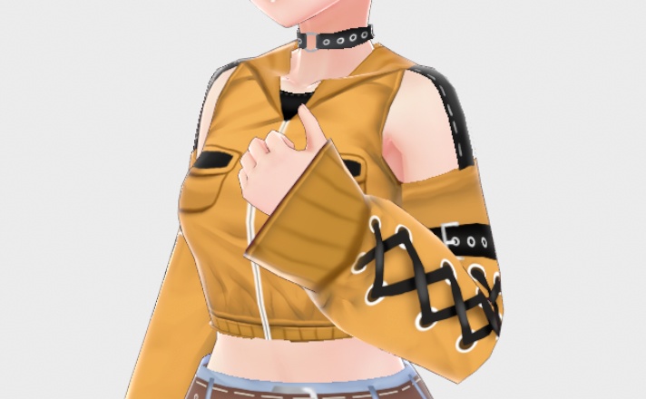 [VROID] Yellow Cropped Hoodie