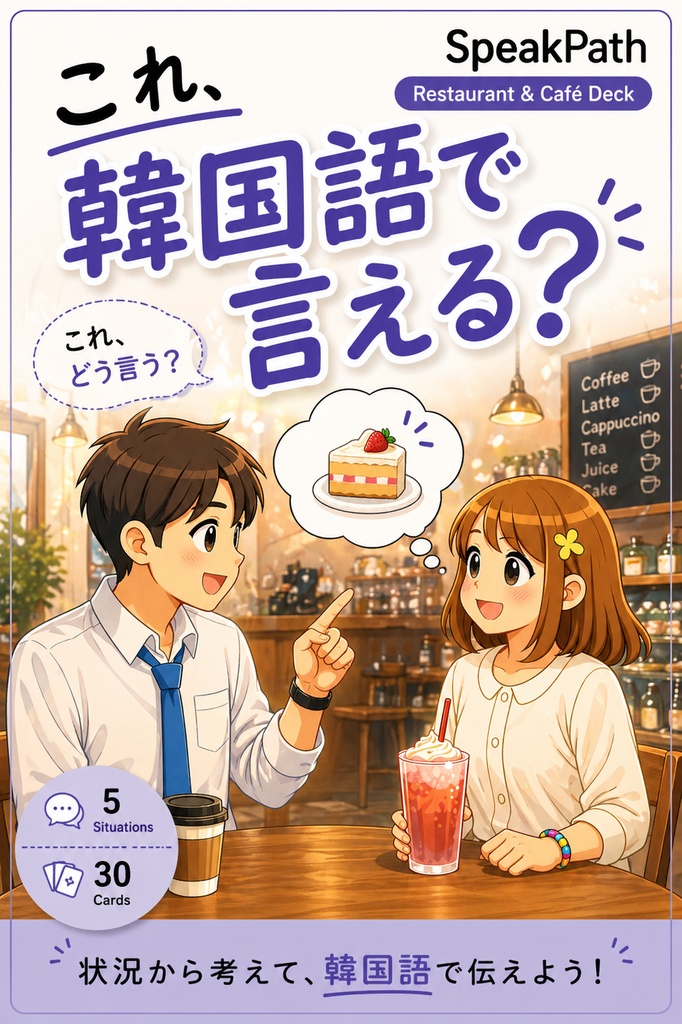 SpeakPath レストラン・カフェで使える韓国語カード 30枚