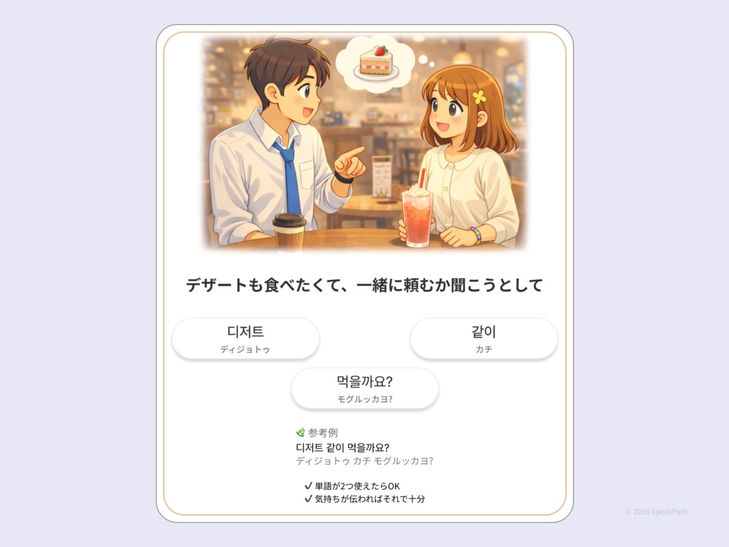 SpeakPath レストラン・カフェで使える韓国語カード 30枚