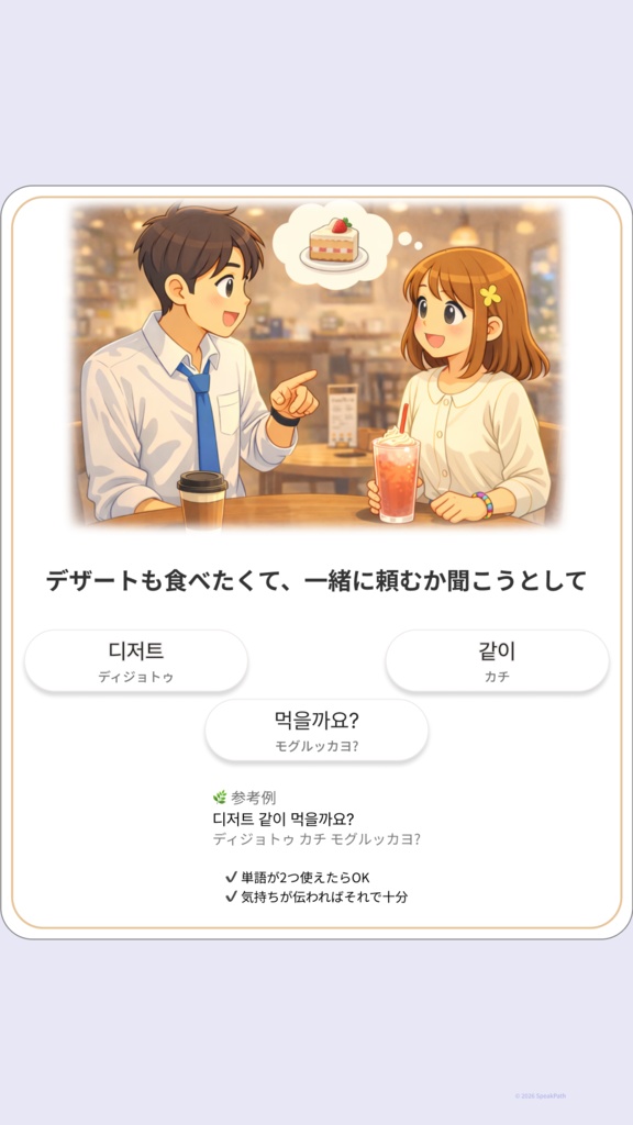 SpeakPath レストラン・カフェで使える韓国語カード 30枚