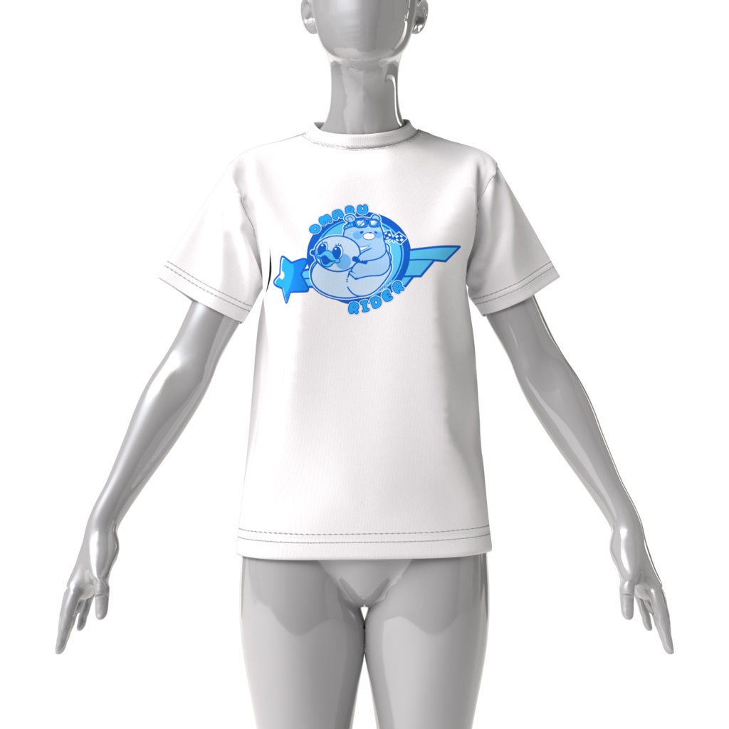 ビッグおまるライダーくまさんTシャツ(青)