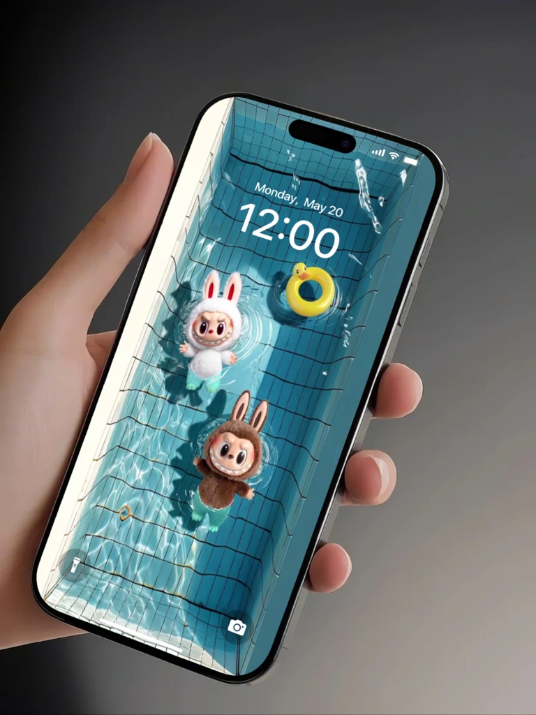 ラブブー プール ライブ壁紙|アニメーションスマホ背景 iPhone (LIVP) & Android (MP4)対応|デジタルダウンロード