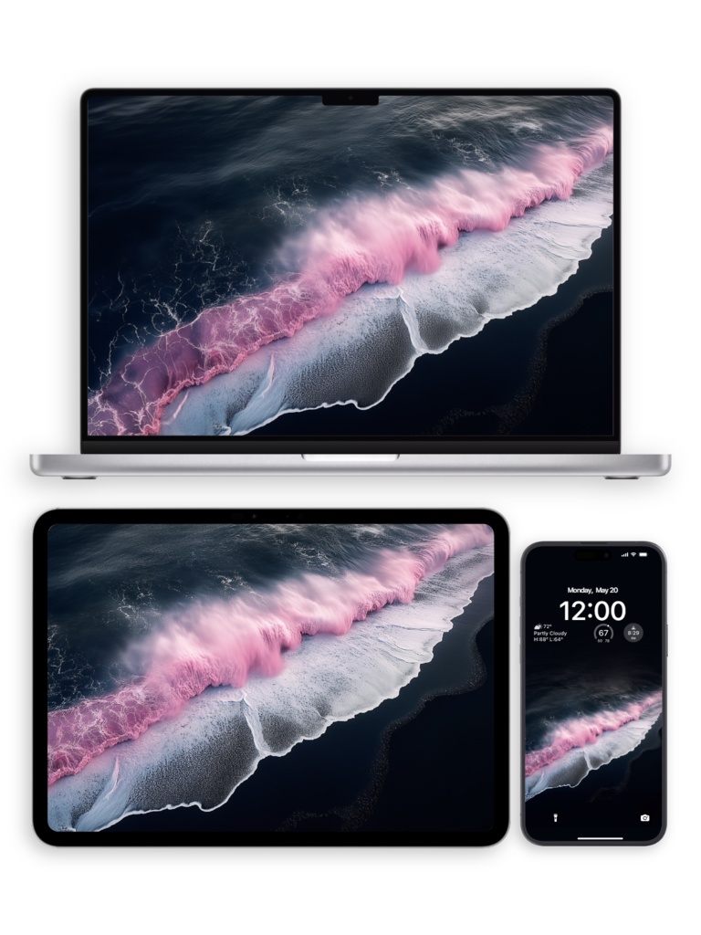 ピンクの海の波 壁紙セット|8枚セット|ライブ壁紙(iOS17以上 & Android)+静止画壁紙(スマホ・タブレット・PC)