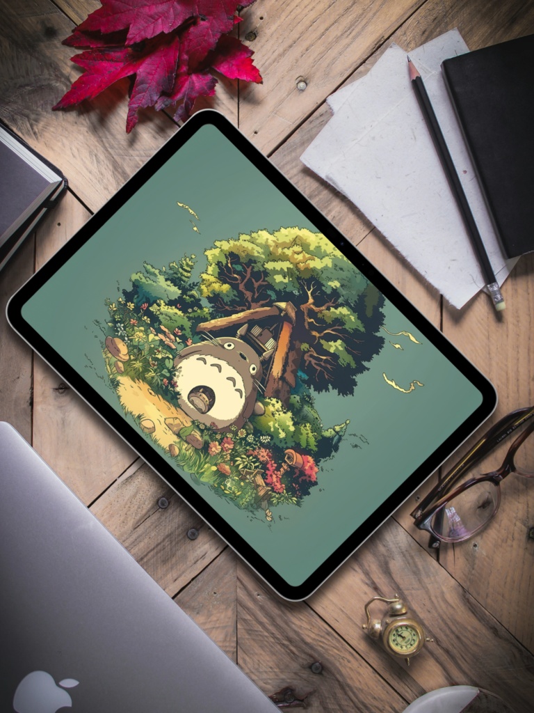 となりのトトロ 壁紙セット|ジブリ風 デジタルダウンロード|デスクトップ・タブレット・スマホ・折りたたみスマホ対