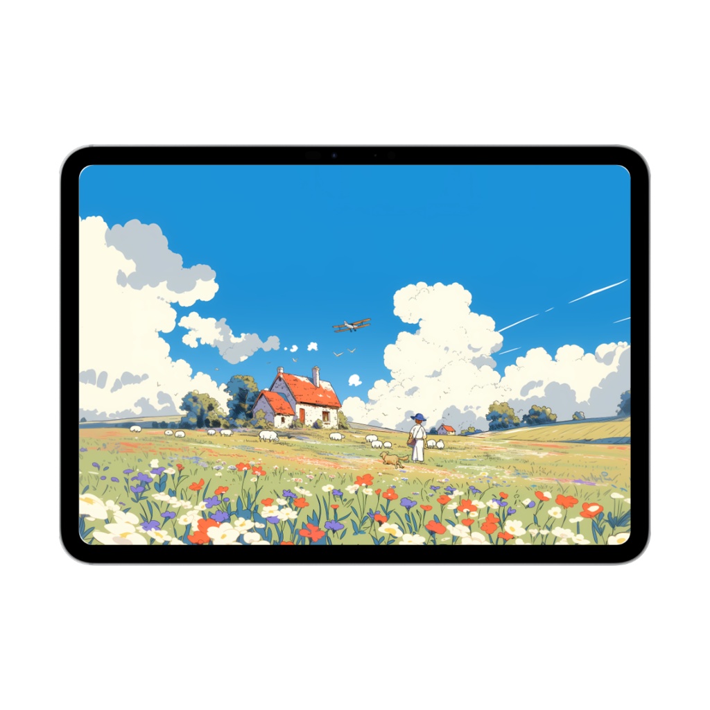 宮崎駿 牧羊少年 壁紙セット|ジブリ風 牧歌的な風景|デスクトップ・タブレット・スマホ・折りたたみスマホ対応|デジタルダウンロード