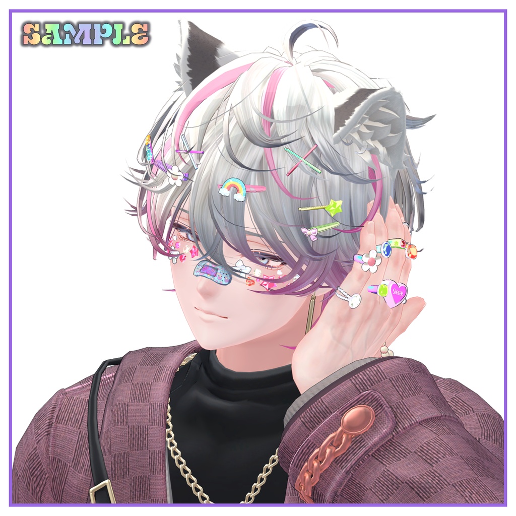 【VRCHAT】🌈LUCKY 7🌈 デコラ風アクセサリーセット【Lapwing/Marubody対応】