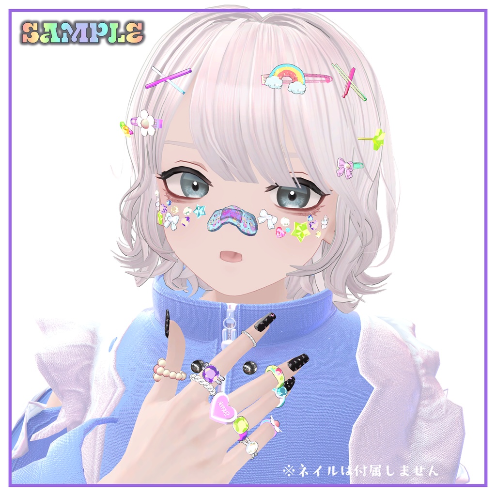 【VRCHAT】🌈LUCKY 7🌈 デコラ風アクセサリーセット【Lapwing/Marubody対応】