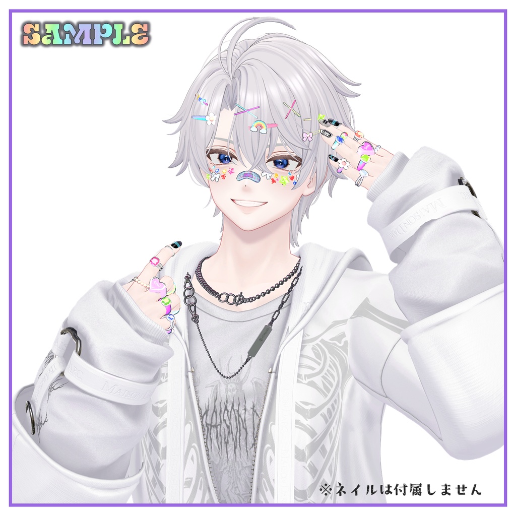 【VRCHAT】🌈LUCKY 7🌈 デコラ風アクセサリーセット【Lapwing/Marubody対応】