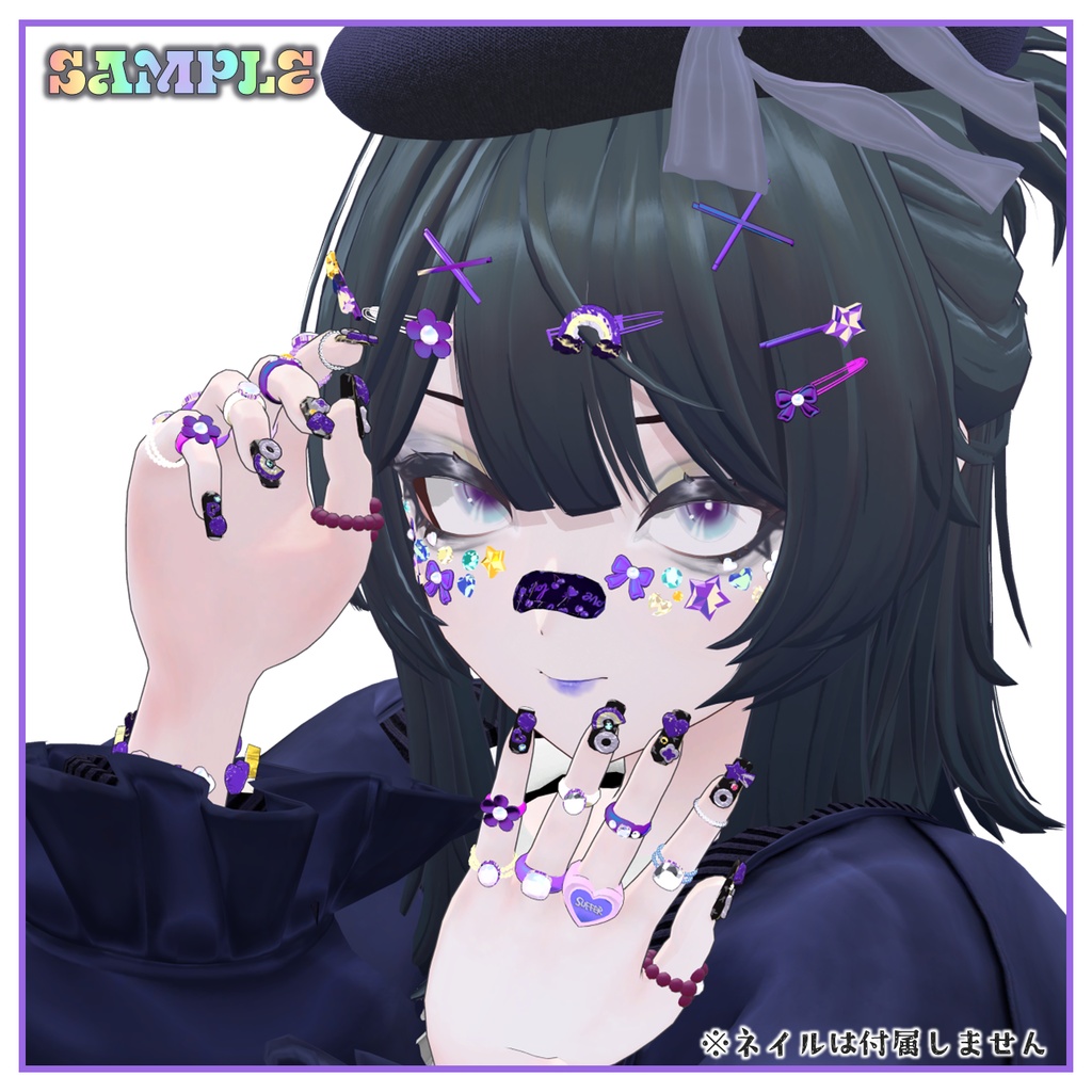 【VRCHAT】🌈LUCKY 7🌈 デコラ風アクセサリーセット【Lapwing/Marubody対応】