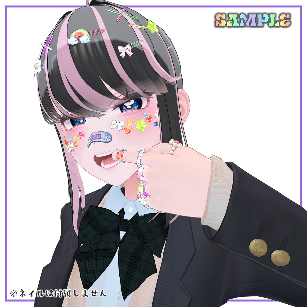 【VRCHAT】🌈LUCKY 7🌈 デコラ風アクセサリーセット【Lapwing/Marubody対応】