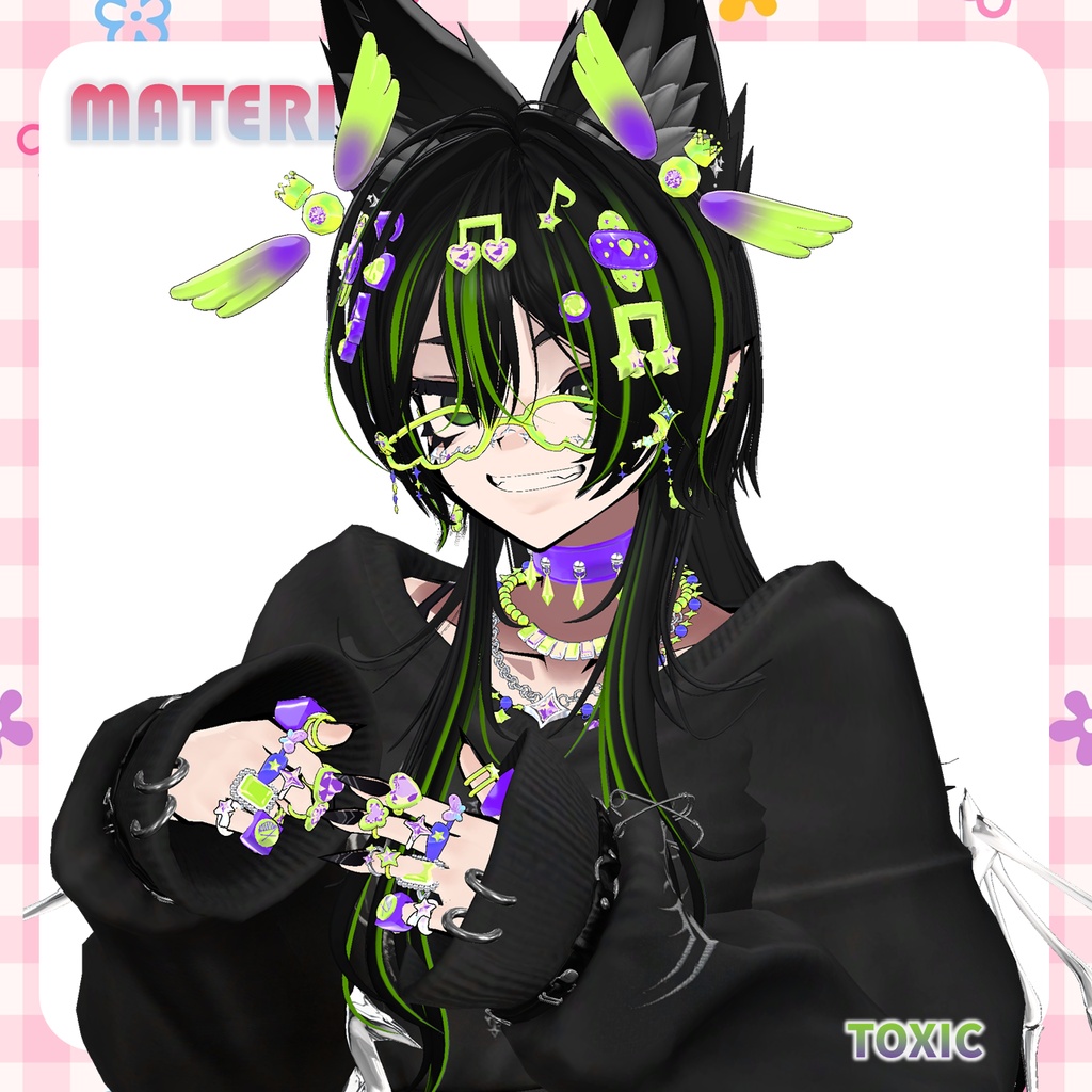 【VRCHAT】✨2 LOVE✨ デコラ風アクセサリーセット【SiuSiu対応】