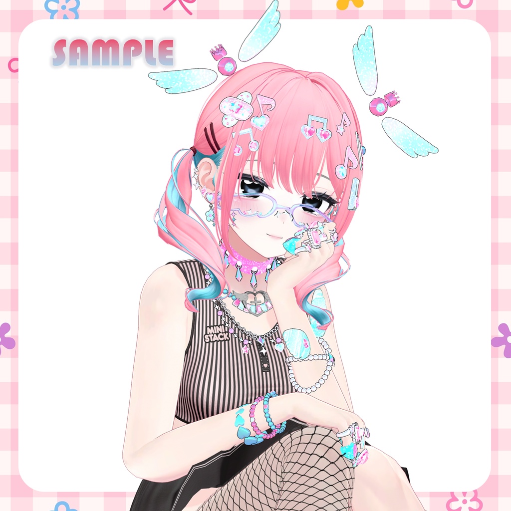 【VRCHAT】✨2 LOVE✨ デコラ風アクセサリーセット【SiuSiu対応】