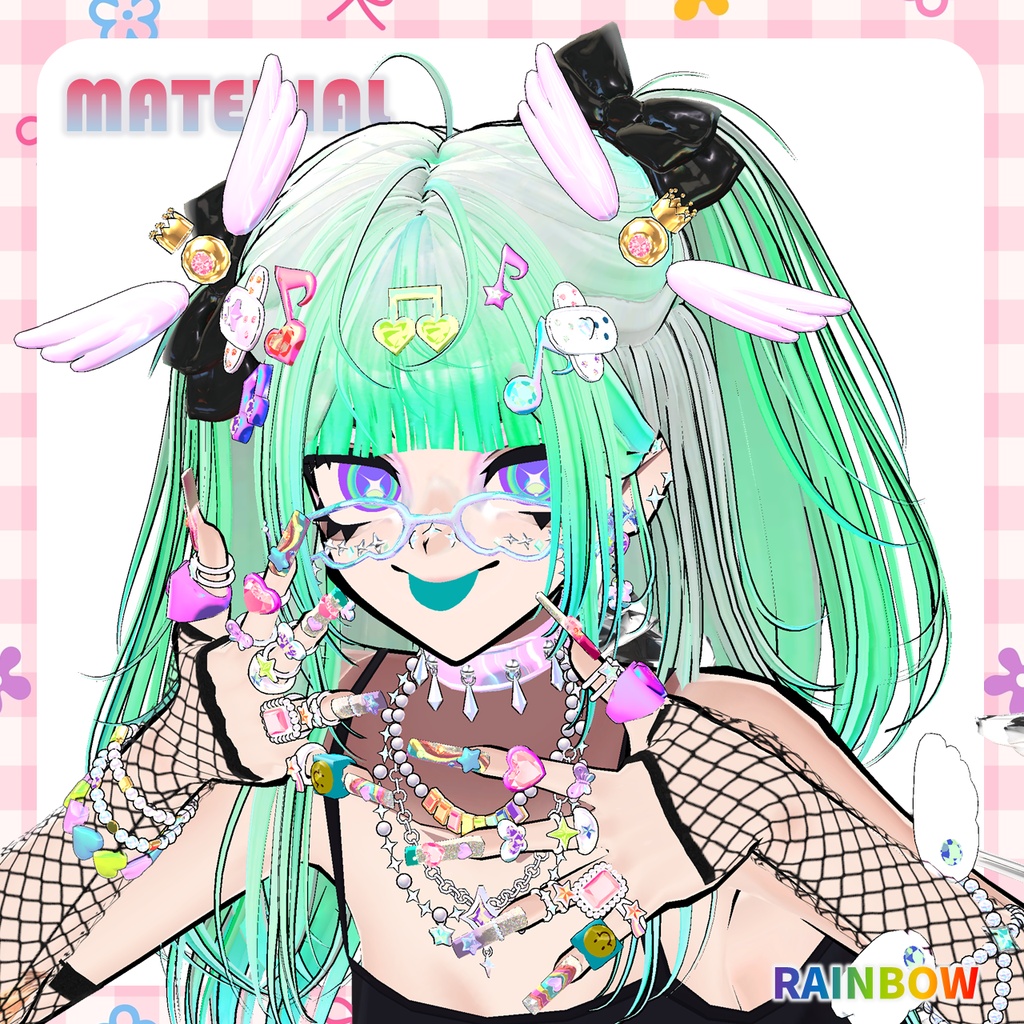 【VRCHAT】✨2 LOVE✨ デコラ風アクセサリーセット【SiuSiu対応】