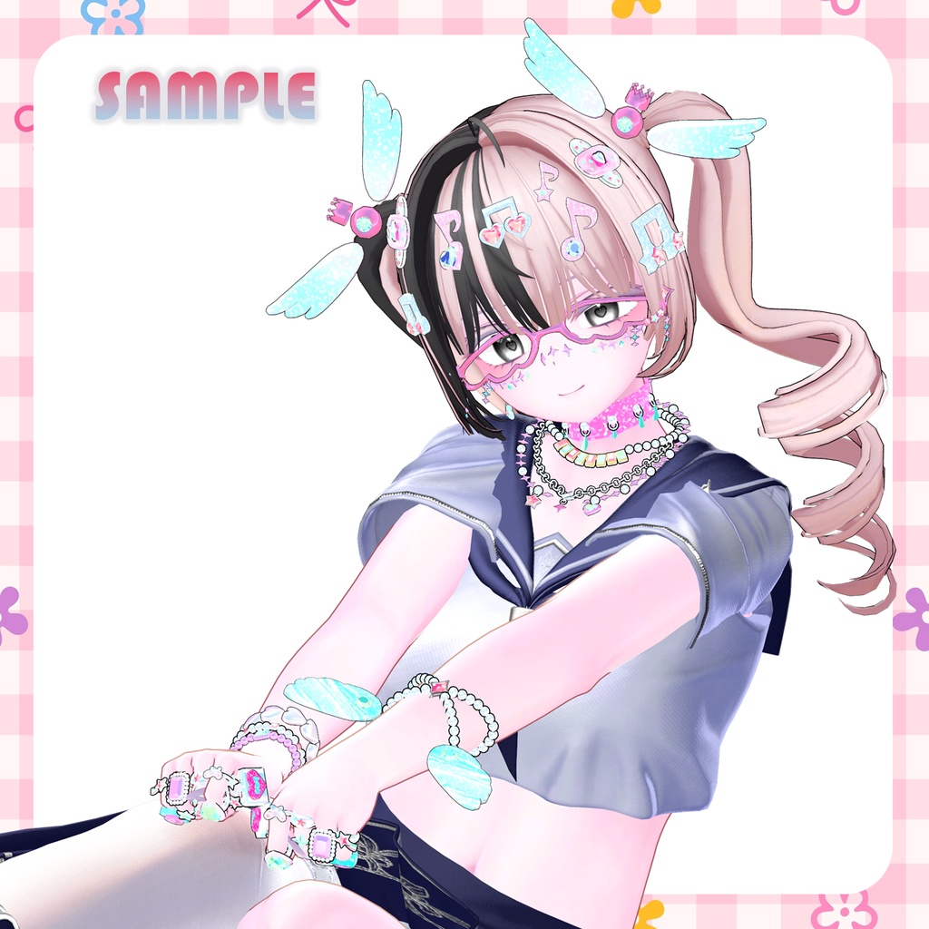 【VRCHAT】✨2 LOVE✨ デコラ風アクセサリーセット【SiuSiu対応】