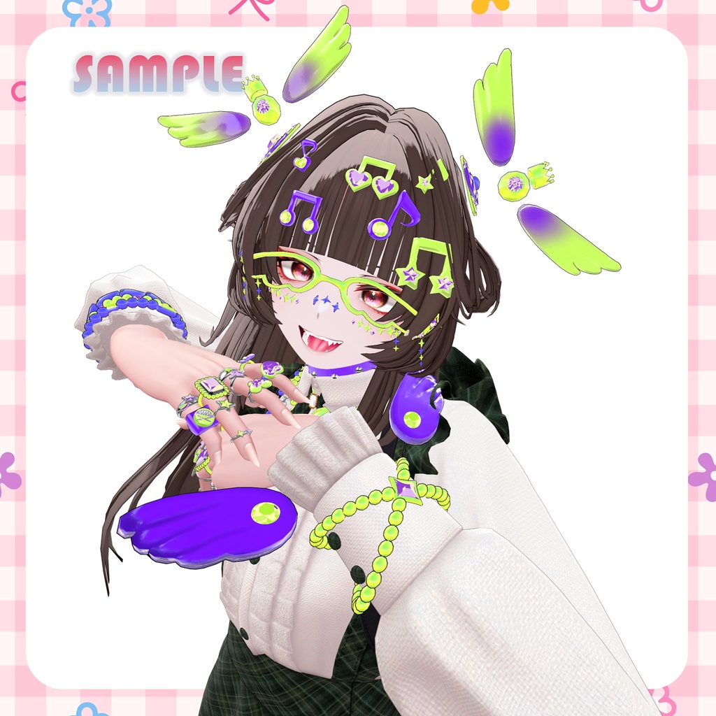【VRCHAT】✨2 LOVE✨ デコラ風アクセサリーセット【SiuSiu対応】
