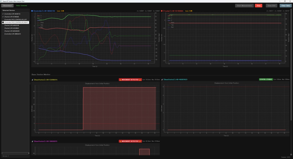 SteamVR Tracker Jitter Analysis Tool - トラッカー揺れ解析・可視化ツール
