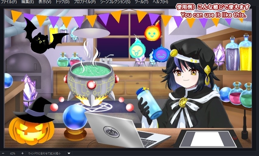 【OBS対応】配信用ファンタジー&ホラー向け手描きGIFペット_【火の玉ゴースト】