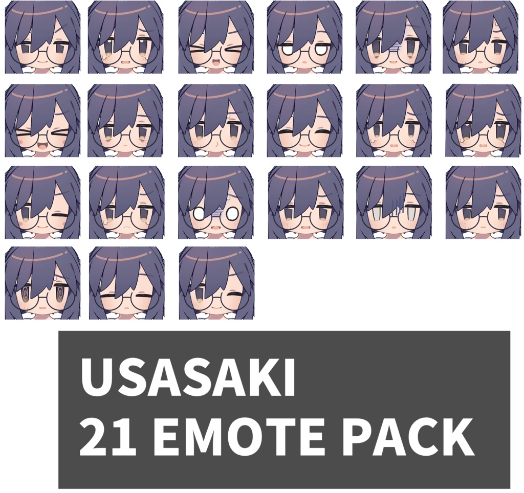 うささき[Usasaki] 3.0 SDK用 21個 表情 パッケージ [21 Face Emote Package]
