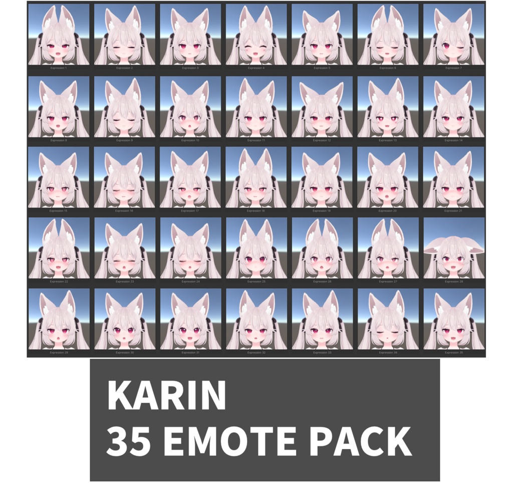 カリン[Karin] 3.0 SDK用 35個 表情 パッケージ [35 Face Emote