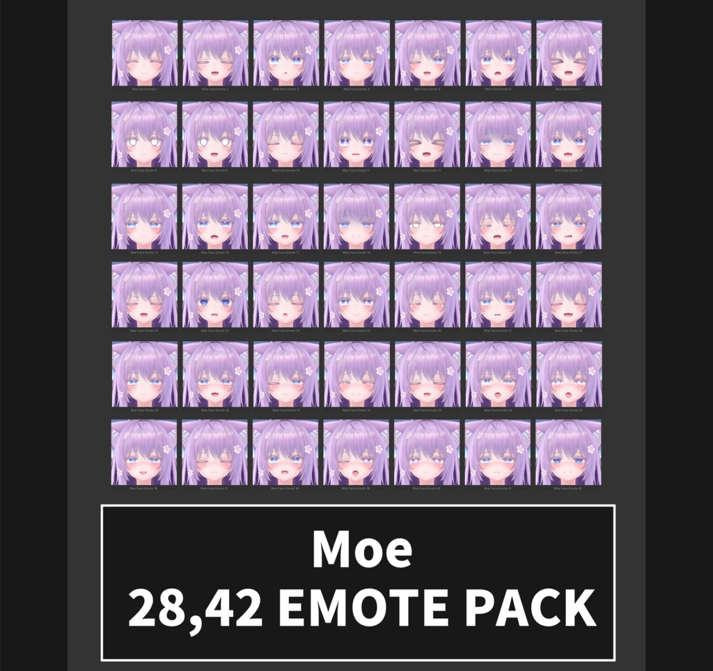萌[Moe] 3.0 SDK, VCC用 28,42個 表情 パッケージ [28,42 Face Emote Package]