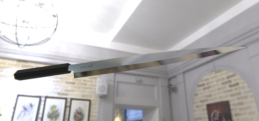 【VRChat想定】3Dモデル 世界の包丁〔日本の刺し身包丁「稲波」〕