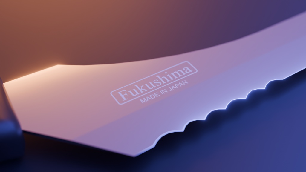 【VRChat想定】3Dモデル 世界の包丁〔ギコギコしなくても切れる包丁「Fukushima」〕