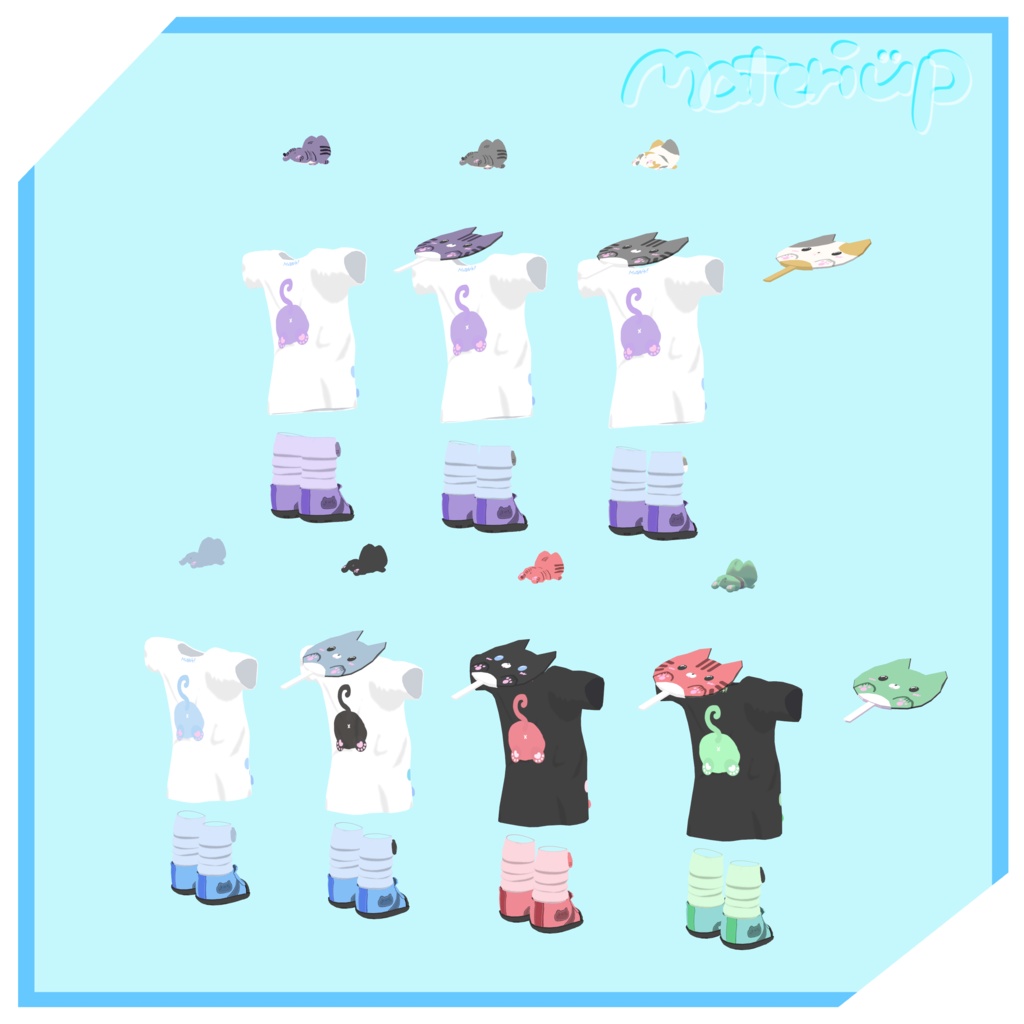 だるにゃんあっぷ『キプフェル』『まめひなた』『ぽんとちゅね』対応 にゃんこTシャツセット