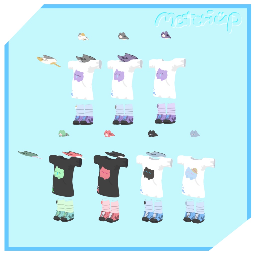 だるにゃんあっぷ『キプフェル』『まめひなた』『ぽんとちゅね』対応 にゃんこTシャツセット