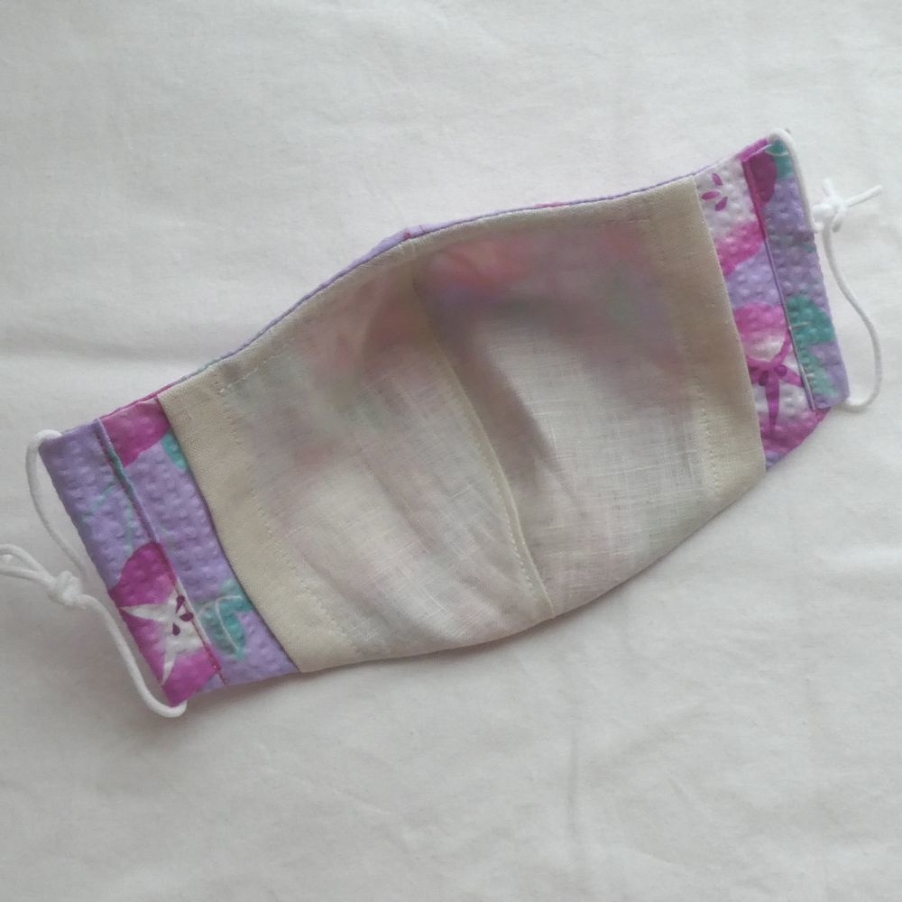 女性用立体マスク【朝顔 あさがお/薄紫】夏用天然素材