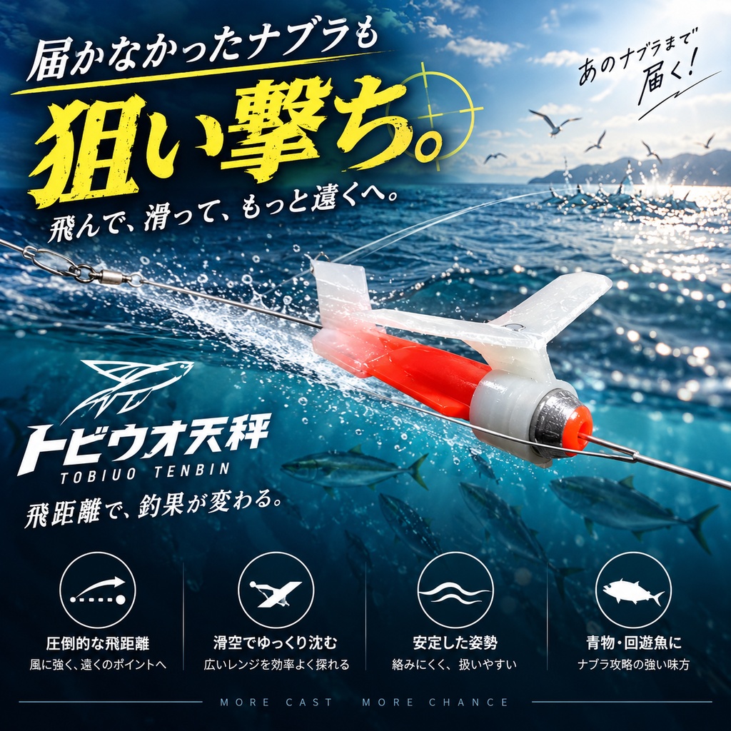 滑空で超遠投！トビウオ天秤（60g）【グライダー】