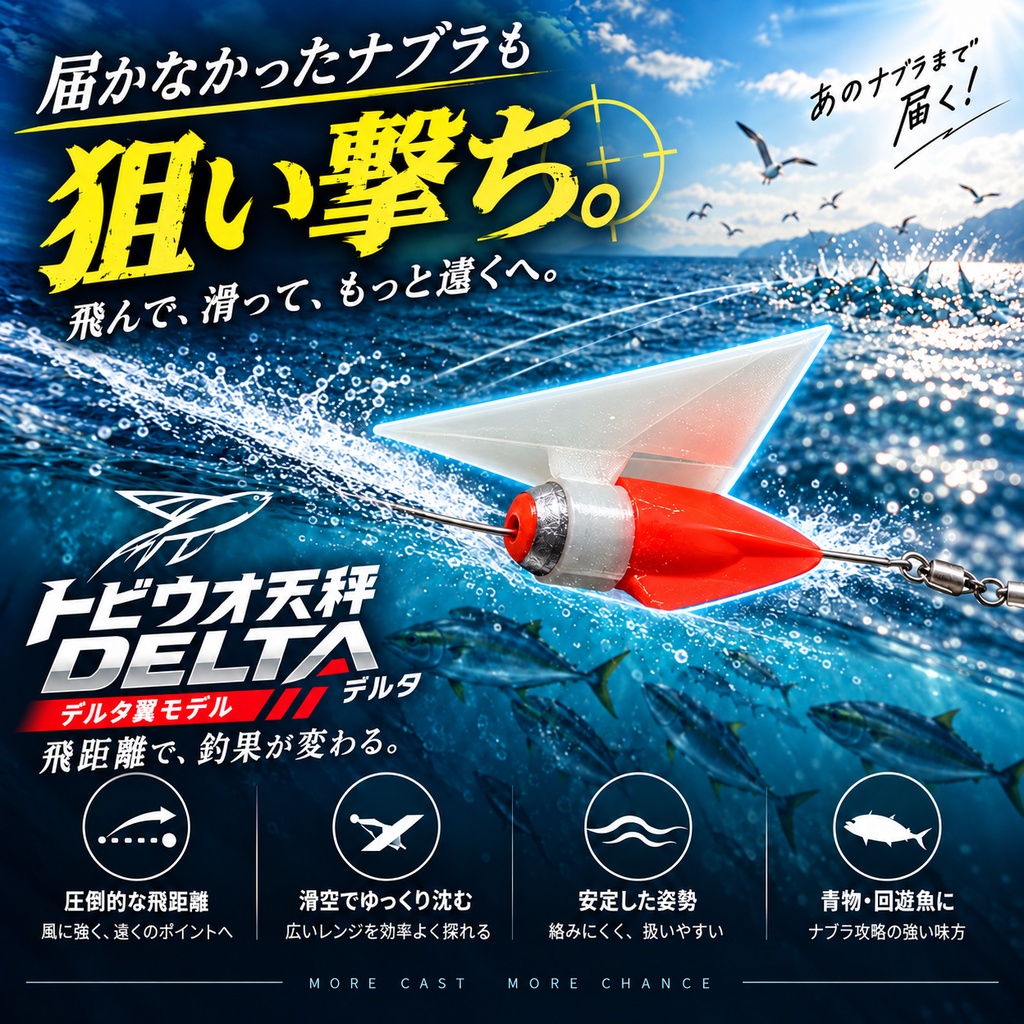 滑空で超遠投！トビウオ天秤（60g）【デルタ翼】