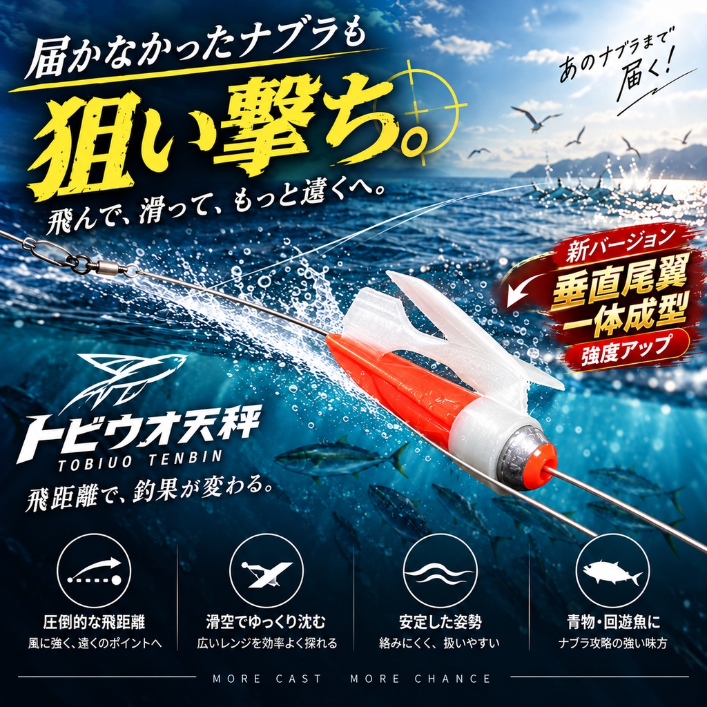 滑空で超遠投！トビウオ天秤（60g）【グライダー】