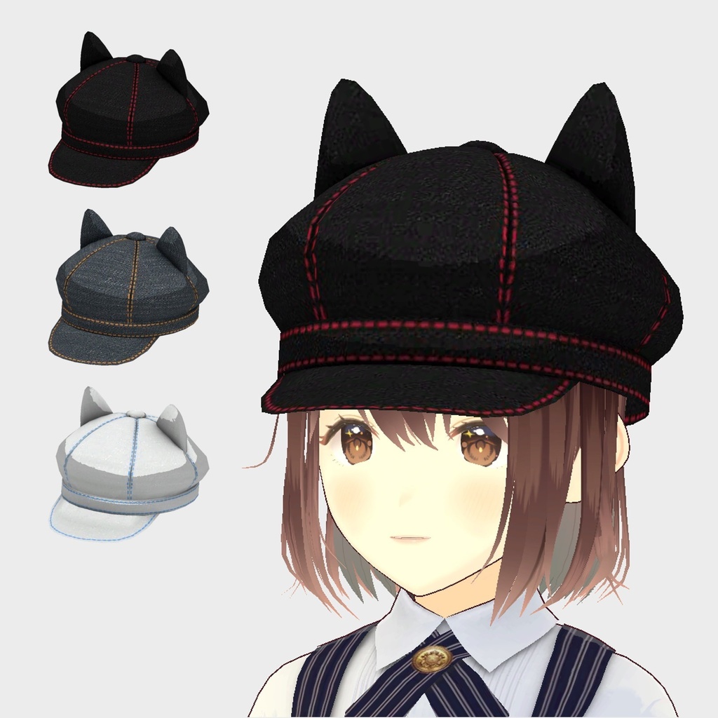 猫耳キャスケット　デニム