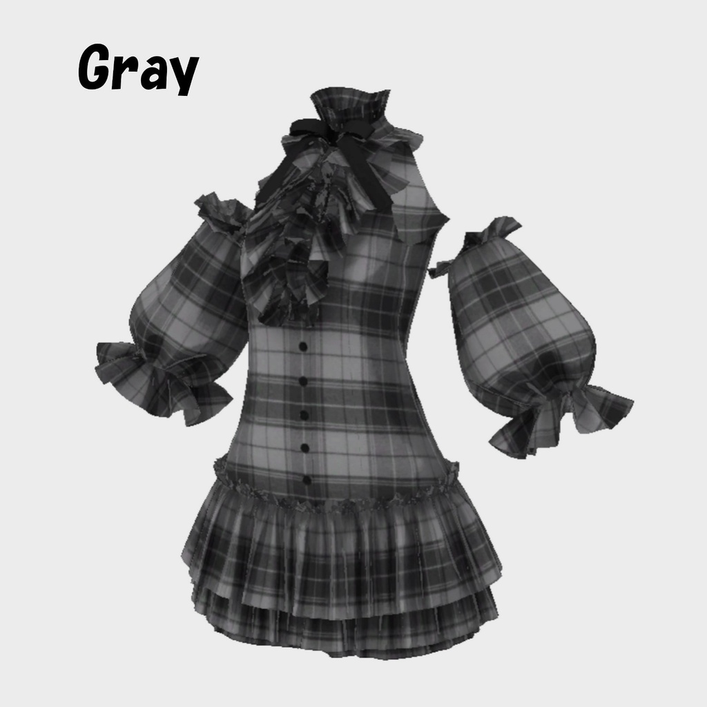 【VRoid】パフスリーブ付きフリルワンピース