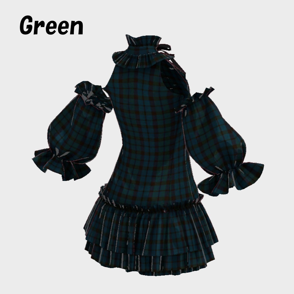 【VRoid】パフスリーブ付きフリルワンピース